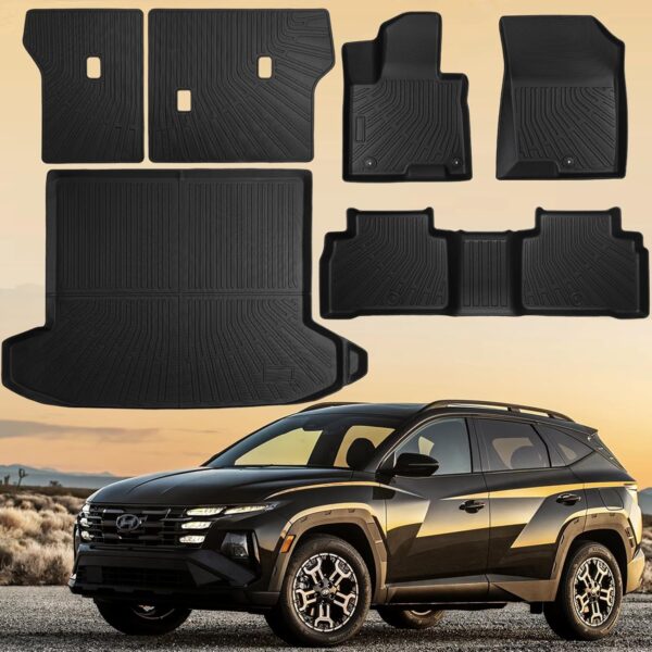 All Weather Floor Mats for All New Hyundai Tucson 2025 Interior Accessories Full Set Cargo Liners Trunk Matt with Backrest Custom Fit Carpet Protector Cover Guard Liners