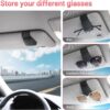 Sunglass Holder for Car Visor Sunglasses Clip Magnetic Leather Glasses Eyeglass Holder Truck Interior Car Accessories for Woman Man -Black