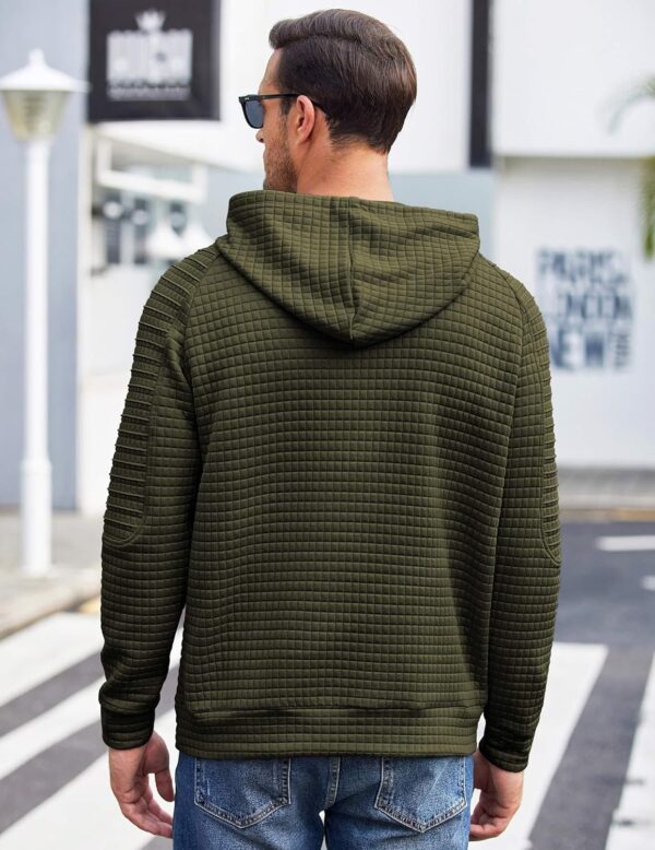 COOFANDY Mens Hoodies Pullover Casaul Long Sleeve Drawstring Waffle Knit Hooded Sweatshirt with Kanga Pocket