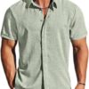 MAPICK Men's Linen Shirts Short Sleeve Button Down Casual Shirt Business Dress Clothing Beach Fashion Summer Tops