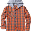 SCODI Mens Flannel Hoodie Shirt Casual Button Down Plaid Jacket Shirts Stylish Long Sleeve Shirts with Pocket