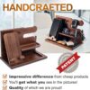 TESLYAR Wood Phone Docking Station for Men - Desk or Nightstand Organizer - Birthday Gifts for Husband, Dad - Anniversary Idea from Wife - Key Holder, Stand Wallet, Watch & Essentials (Bourbon Brown)