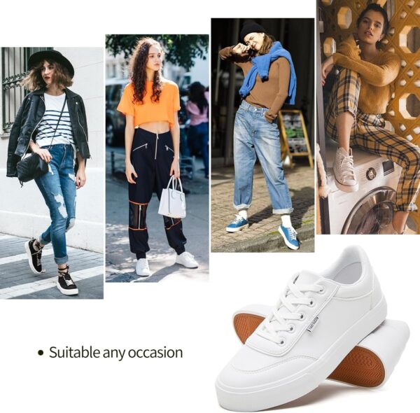 hash bubbie White Sneakers for Women Women's White Shoes PU Leather Tennis Shoes Slip on Shoes for Walking