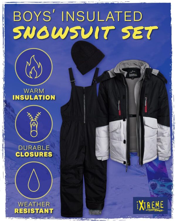 iXtreme Boys’ Snowsuit – 2 Piece Heavyweight Insulated Ski Jacket and Snow Bib (4-18)