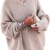 Ugerlov Women's Oversized Sweaters Batwing Sleeve Mock Neck Jumper Tops Chunky Knit Pullover Sweater