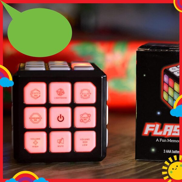 Winning Fingers Flashing Cube - Electronic Memory and Brain Game - 4-in-1 Handheld STEM Toys for Girls and Boys Ages 6-12 - Fun Family Game and Educational Gifts for Kids