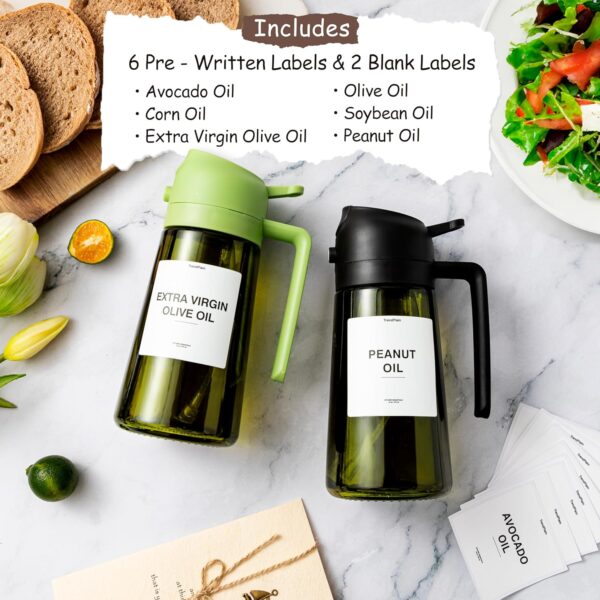 TrendPlain - Original 16oz/470ml Olive Oil Dispenser Bottle for Kitchen Gadgets and Air Fryer Accessories - Olive Oil Sprayer for Cooking w/Stickers (Light Blockage) - Black