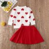 GOOCHEER Valentine's Day Toddler Girl Outfit Heart Long Sleeve Top Skirt 2pcs Kids Toddler Girl Valentine's Day Clothes Set