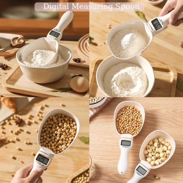 Digital Measuring Spoon Food Measuring Spoon Scale Highly Accurate Measuring Spoon Scale With LCD Screen Display for Kitchen Gadgets and Daily Meals (1, White)