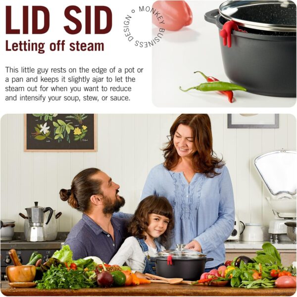 Lid Sid: Pot Lid Lifter | Pot Lid Holder that Keeps Pot from Boiling over | Helpful Kitchen Gadget to Reduce Soups and Stews | Cool Kitchen Gadgets & Cute Kitchen Accessories | by Monkey Business