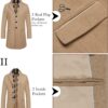 COOFANDY Men's Wool Blend Coat with Detachable Plaid Scarfs Notched Collar Single Breasted Pea Coat Trench Overcoat