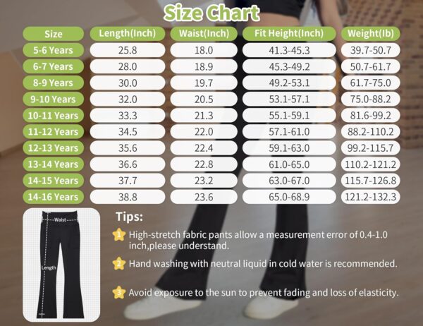 Girls' Leggings Cross Flare Pants with Pockets Black Soft Stretchy High Waisted Pants for Kids Child Yoga Dance