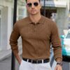 COOFANDY Mens Knit Polo Sweater Long Sleeve Polos Lightweight Casual Dress Pullover Sweaters