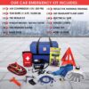 90 Piece Car Emergency Roadside Kit Tool Set w/Safety Kit for Women & Men - Essential Safety & Survival Assistance Kit for Travel, Camping, Road Trip, Truck, SUV