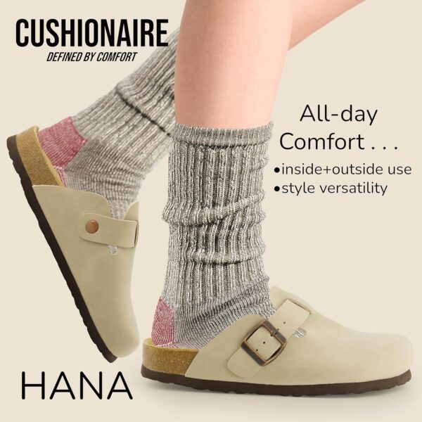 CUSHIONAIRE Hana Slip-On Buckle Clog with Cork Footbed +Memory Foam, Wide Widths Available