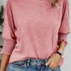 Dokotoo Women's 2025 Fashion Tops 3/4 Sleeve T-Shirts Cute Crewneck Basic Business Tees Blouses