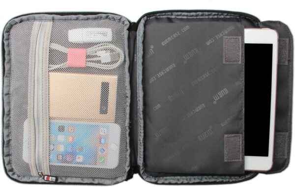 BUBM Electronic Accessories Organizer, Double Layer Travel Gadget Bag for Cables, Power Bank, Earphone, USB Flash Drive, and More, Perfect Size Fits for iPad Mini (Medium, Black)