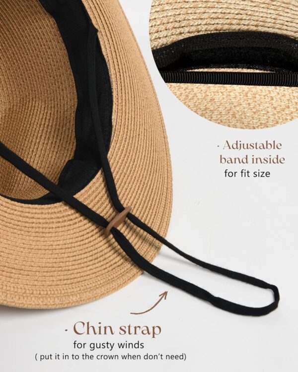 FURTALK Womens Mens Wide Brim Straw Panama Hat Fedora Summer Beach Sun Hat UPF Straw Hat for Women