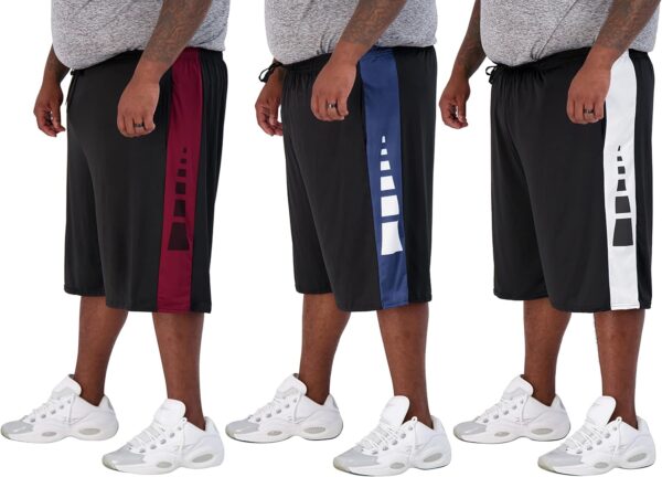 Real Essentials Men's Big & Tall 3-Pack Dry Fit & Mesh Active Athletic Perfomance Shorts (3X-5X)