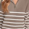 LILLUSORY Women's Quarter Zip Striped Oversized Sweater 2025 Mock Turtleneck Fall Fashion Outfit