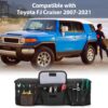 Car Trunk Organizer Compatible with Toyota FJ Cruiser 2007-2021, Rear Storage Bag with 3 Pieces of 1.5” Wide Hook&Loop Tapes, 2 Adjustable Hanging Loops, Multiple Pockets, Black