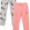 Amazon Essentials Disney | Marvel | Star Wars | Princess Girls and Toddlers' Fleece Jogger Sweatpants, Pack of 2