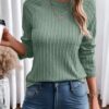 Dokotoo Womens Tops Long Sleeve Lightweight Shirts 2025 Spring Fashion Trendy Tops Crewneck Casual Knit Basic Tee