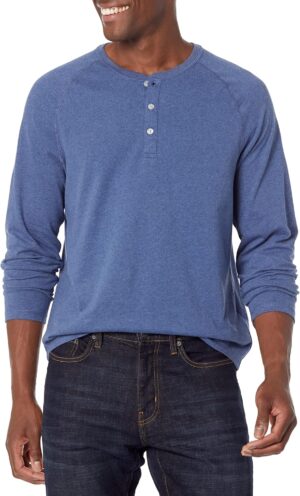 Amazon Essentials Long Sleeve Shirt for Men, Regular-Fit Henley, Available in Big & Tall