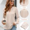 Blooming Jelly Women's Dressy Casual Blouses Business Work Tops Long Sleeve V Neck Pleated Shirts 2024 Fall Outfits