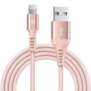 LAX [Apple MFi Certified] Fast Charger iPhone Lightning Cable, iPhone Cord Compatible with iPhone 14/13 /12/11 Pro Max/XS MAX/XR/XS/X/8/7 /6S /6 /SE /5S /iPad, iPod & More - (10FT-Salmon Pink)