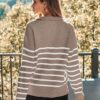 LILLUSORY Women's Quarter Zip Striped Oversized Sweater 2025 Mock Turtleneck Fall Fashion Outfit