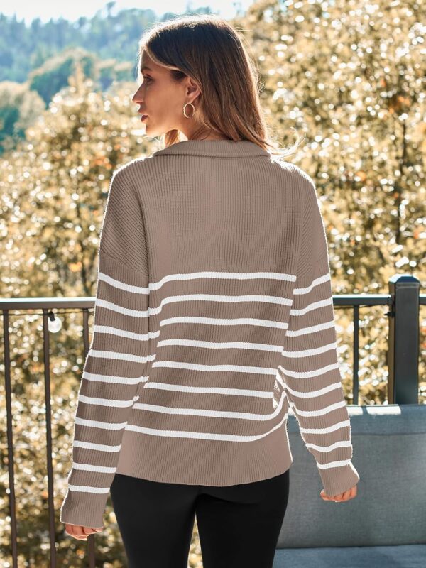 LILLUSORY Women's Quarter Zip Striped Oversized Sweater 2025 Mock Turtleneck Fall Fashion Outfit