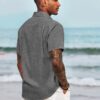 COOFANDY Men's Casual Button Down Shirts Short Sleeve Linen Shirts Summer Beach Dress Shirt