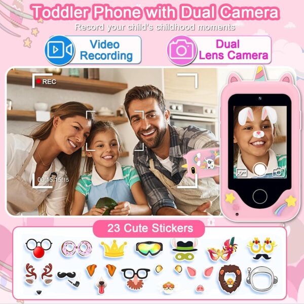 Kids Phone for Girls, Toys for 3-10 Year Old Boys Girls Christmas Birthday Gifts for Kids, Touchscreen Toddler Smartphone Learning Toys, Kids Toys Play Cell Phone with Camera, Games, Music, 8GB Card