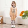 Toddler Kid Girl Clothes Bear Print Drop Shoulder Hoodie Put Together Plaid Pants 2PC Outfit Set