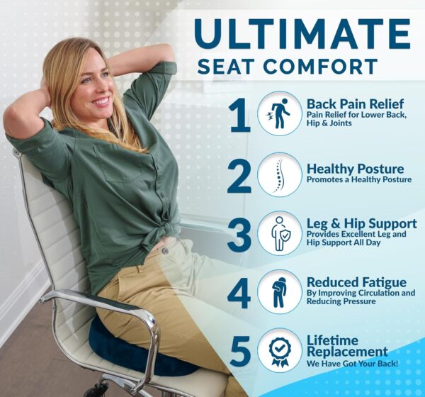 ComfiLife Gel Enhanced Seat Cushion – Office Chair Cushion – Non-Slip Gel & Memory Foam Coccyx Cushion for Tailbone Pain - Desk Chair Car Seat Cushion Driving - Sciatica & Back Pain Relief (Navy)