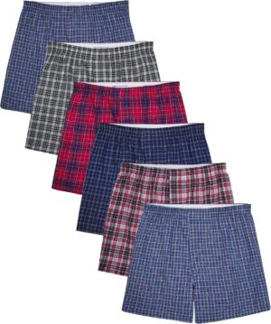 Fruit of the Loom Men's Tag Free Woven Boxer Shorts, Relaxed Fit, Moisture Wicking, Assorted Color Multipacks