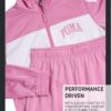 PUMA Girls' Jogger Set - 2 Piece Athletic Tricot Flare Pants and Zip Up Jacket for Girls (4-14)