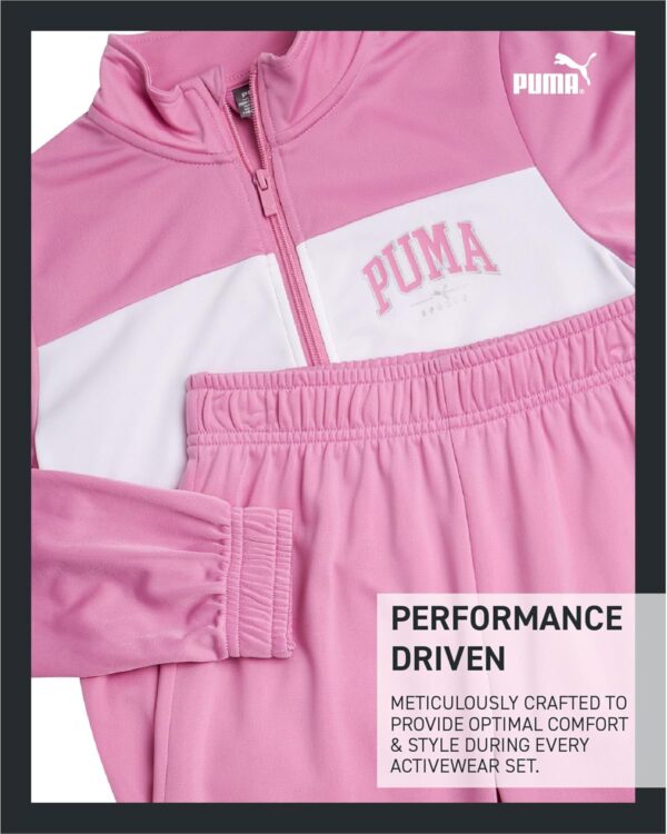 PUMA Girls' Jogger Set - 2 Piece Athletic Tricot Flare Pants and Zip Up Jacket for Girls (4-14)