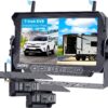 RV Backup Camera Wireless Install-Free 2-Cameras: Magnetic Shockproof with 2 Iron Brackets 7 Inch Rear View Camera for Trailer Truck - Solar Reverse Camera Recording Stable Signal - AMTIFO A9