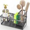 Cisily Sink Caddy, Sponge Holder for Kitchen Sink, Kitchen Sink Organzier with High Brush Holder, Rustproof Stainless Kitchen Gadgets Sink Accessories, Organizadores de Cocina, Patent 1038566S