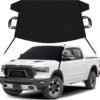 EcoNour Truck Windshield Snow Cover for Dodge Ram 1500-4000 (1994-2025) | 600D Oxford Car Cover for Snow and Ice Protection | Heavy-Duty Car Snow Cover | Ram Truck Accessories for Ice,Winter,Frost