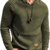 COOFANDY Mens Hoodies Pullover Casaul Long Sleeve Drawstring Waffle Knit Hooded Sweatshirt with Kanga Pocket