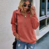 PRETTYGARDEN Women's Casual Long Sleeve Lapel Zipper Sweatshirt Drawstring Loose Pullover Tops