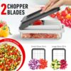 Mueller Vegetable Chopper 9 Blade, Mandoline Slicer, Food Veggie Chopper, Cheese Grater, Onion Vegetable Cutter with Container, Dicer, Kitchen Gadgets & Essentials, White Sand/Grey