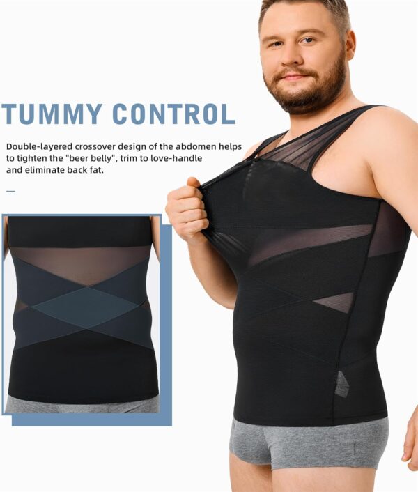 TAILONG Mens Compression Shirt Body Shaper Slimming Shirt Plus Size Gynecomastia Compression Tank Top