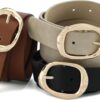 Earnda Leather Belts for Women Casual Fashion Waist Belt with Liquid Shapes Gold Buckle for Jeans Pants Dresses