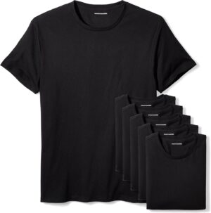 Amazon Essentials Men's Crew Neck T-Shirts, Pack of 6, Versatile Basics,