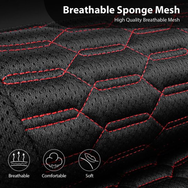 CAR PASS 3D Foam Mesh Leather Car Seat Covers Front Seats, Air Cool Mesh Front Seat Covers for Car, Universal Fit for SUV Truck Sedan Automotive, Armrest Airbag Compatible,Black and Red