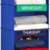 Weekly Clothes Organizer for Kids - 6-Shelf - Hanging Closet Daily Clothing Organization Labeled Shelves with Days of The Week Monday Through Friday, Weekday and Weekend. (Blue)